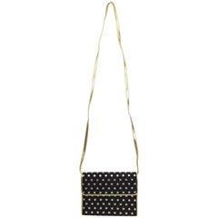 Escada Dark Navy With Gold Metallic Stars Shoulder Bag