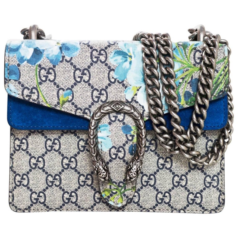 Gucci 2017 Blue Monogram Dionysus GG Blooms Mini Crossbody Bag For Sale ...