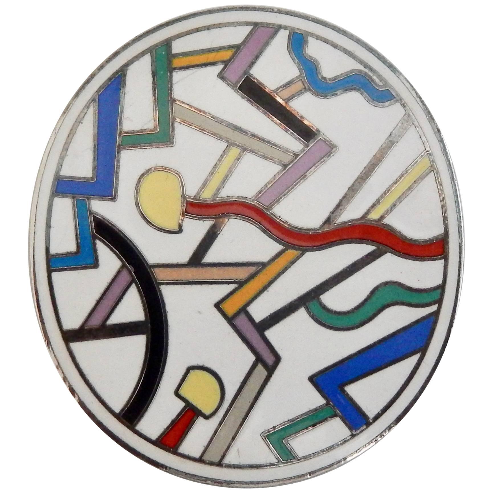 Ettore Sottsass "Circulus" Brooch for Acme Memphis, 1980s  For Sale