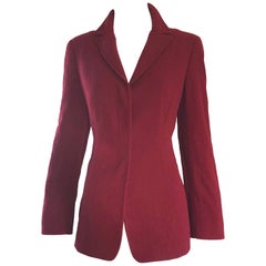 Vintage Calvin Klein Collection 1990s Burgundy Maroon Size 4 /6 Blazer Jacket