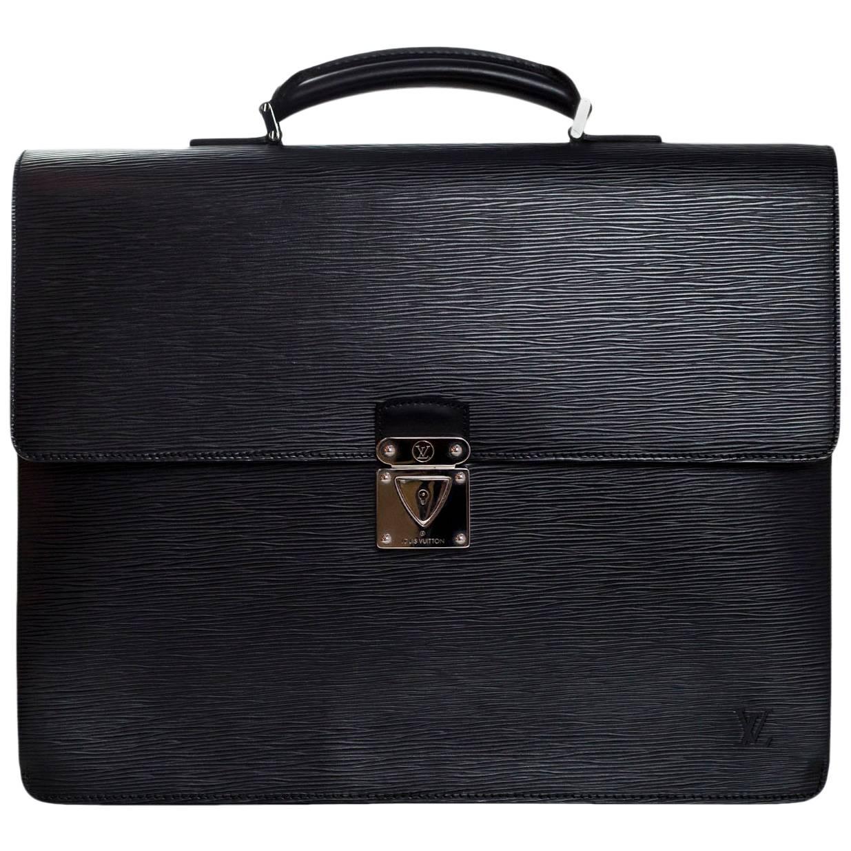 Louis Vuitton Black Epi Robusto Noir 2 Compartment Briefcase Bag