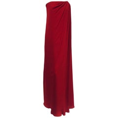 Monique Lhuillier Ravishing Red Silk Strapless Goddess Gown 