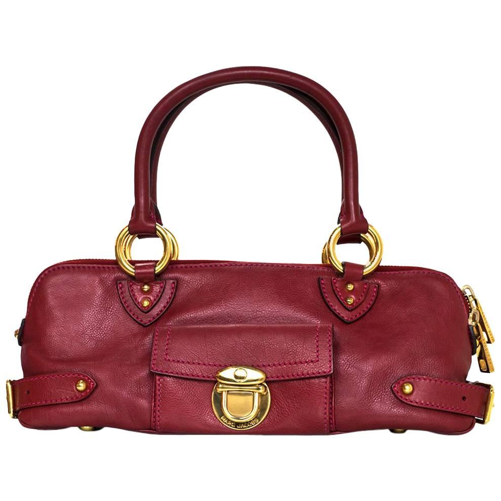 Marc Jacobs Red Leather East/West Pushlock Bag