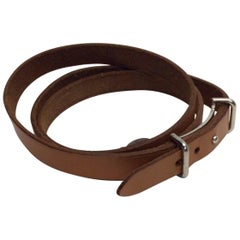 Hermes Brown Leather Wrap Bracelet