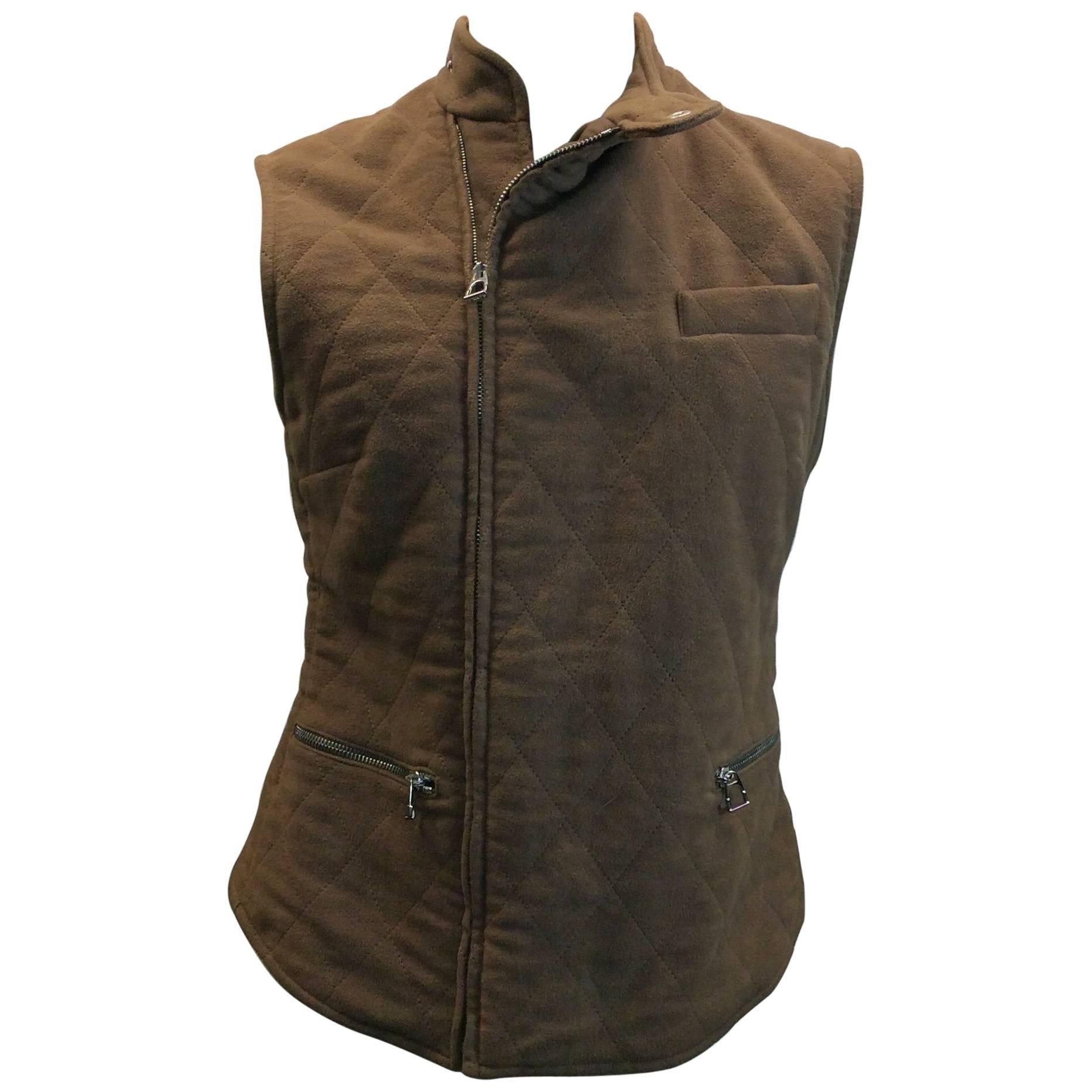 Hermes Brown Zip Up Vest For Sale