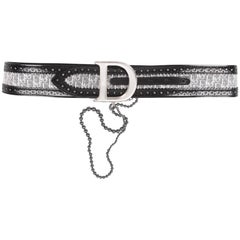 Christian Dior Monogram D Belt - black/white/silver