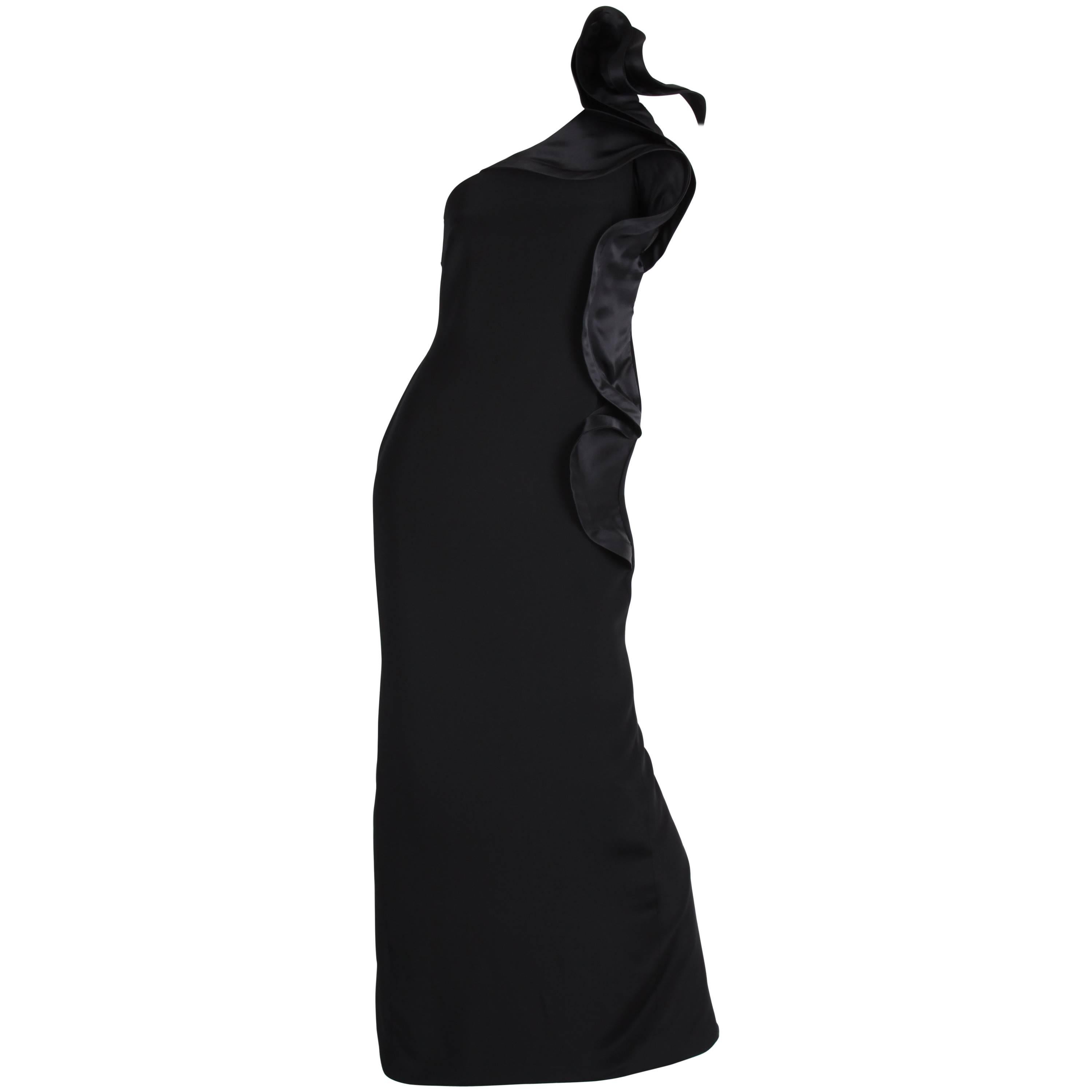   Marchesa Notte One-Shoulder Silk Dress - black   Marchesa Notte One-Shoulder S