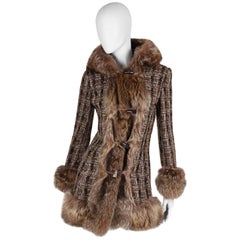 Dolce 
Gabbana Checkered Boucle Coat - brown