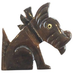 Art Deco Brown bakelite Scottie Dog Terrier brooch pin