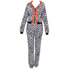  VERSACE BAROCCO ANIMALIER LOUNGE SUIT TRACK PANTS with HOODED JACKET