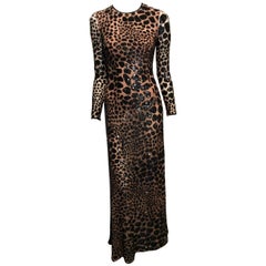 Michael Kors Nude Gown With Black Sequins Leopard Embroidery Sz2