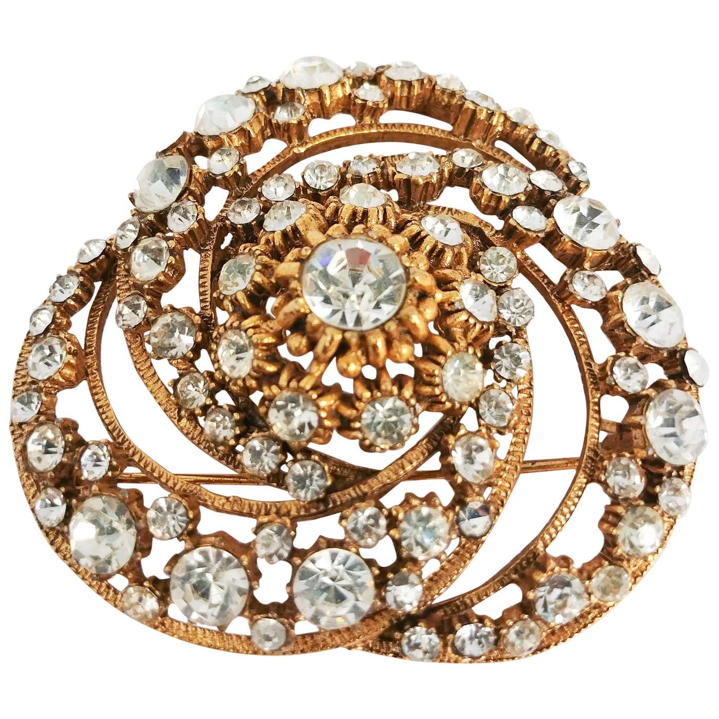 1950s Florenza Circular Rhinestone Brooch For Sale at 1stDibs ...