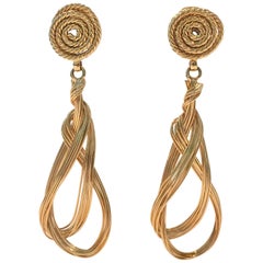 90'S St. John Gold Plate Wire & Twist Rope Statement Earrings