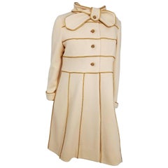 Vintage 1960s Lilli Ann Knit Gold & Cream Dress & Coat Set