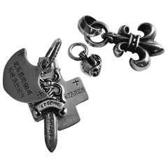 Five Chrome Hearts Sterling Silver Charm Pendant Collection, Heart Bs Fleur