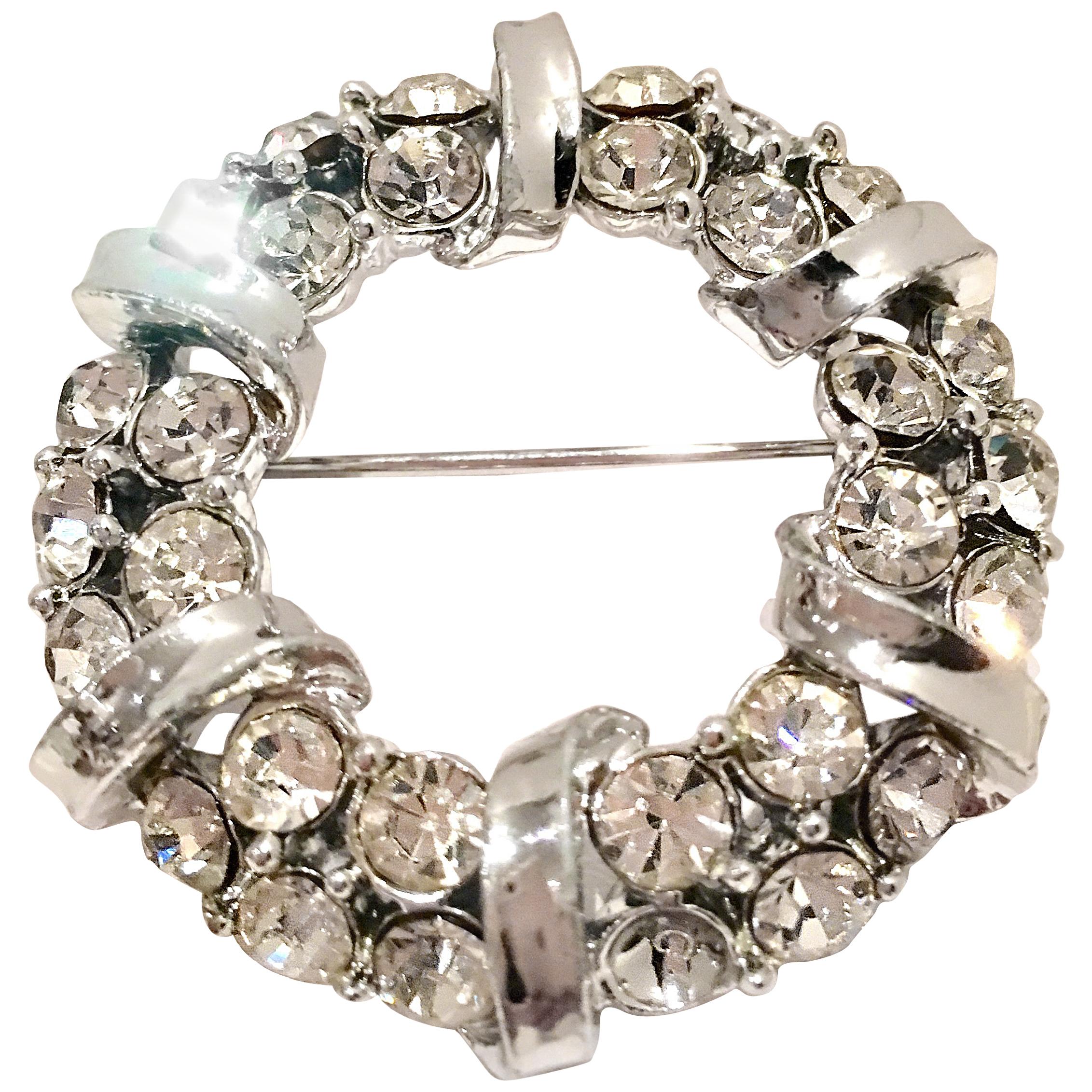 1960'S Weiss Style Silver & Swarovski Crystal Dimensional Brooch