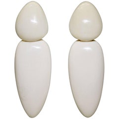 Monies White Bone Drop Clip Earrings