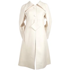 Pierre Cardin Haute Couture cream wool coat, 1970s 