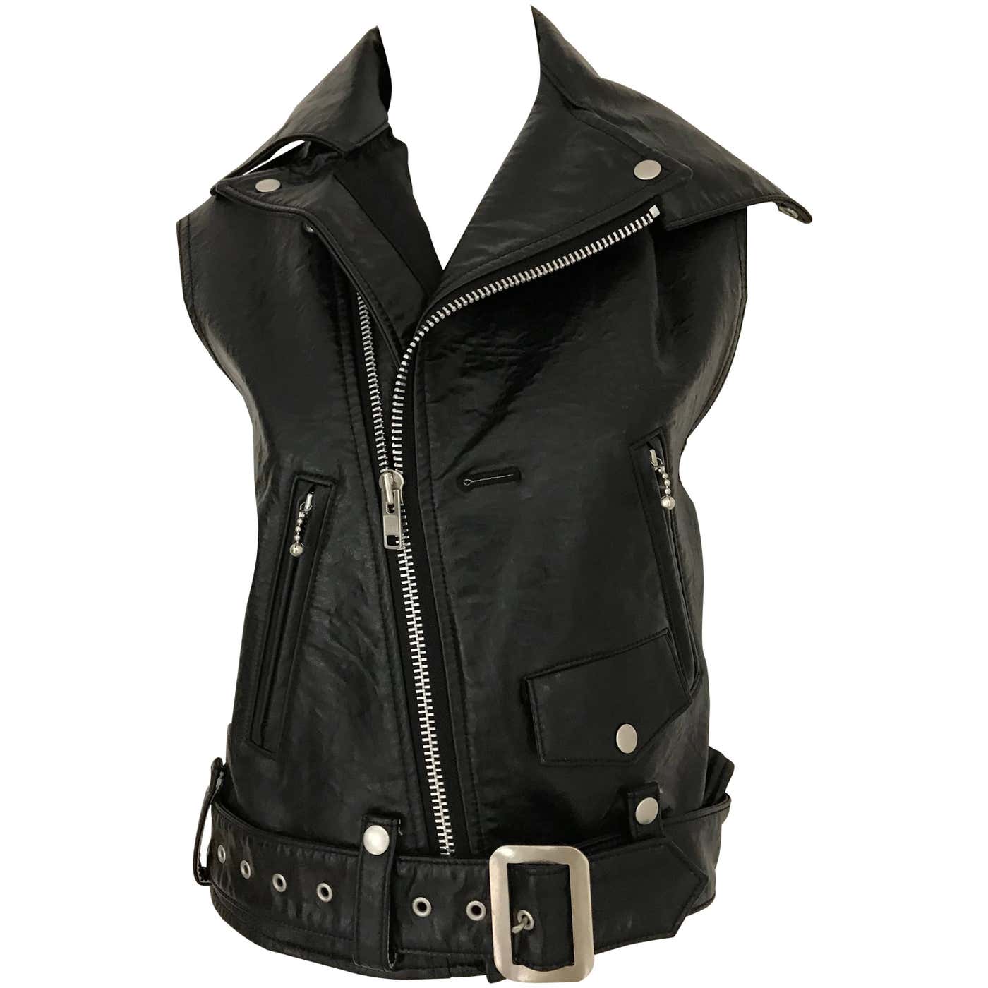 Junya Watanabe Black Deconstructed Leather Vest For Sale at 1stDibs
