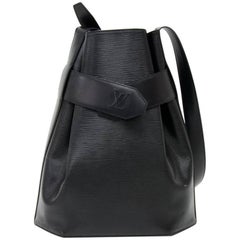 Vintage Louis Vuitton Sac Depaule GM Black Epi Leather Shoulder Bag 