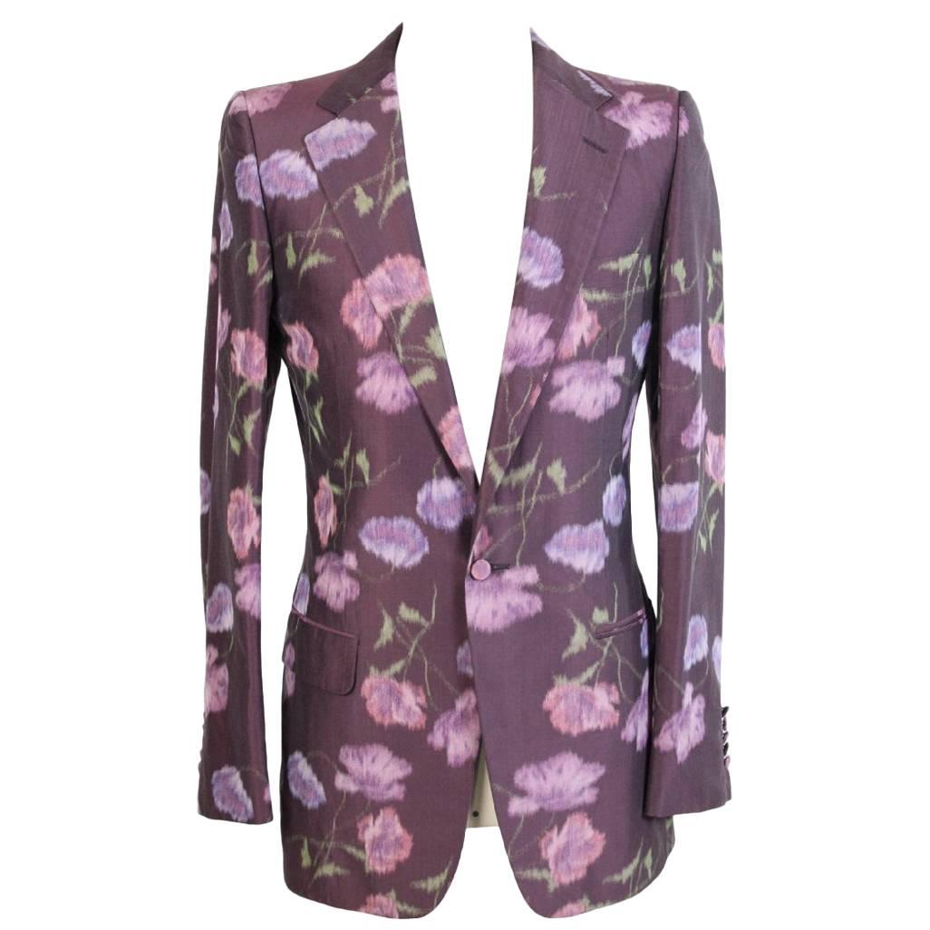 Tom Ford For Gucci Floral Blazer Purple Cotton Italian Jacket, 2000s