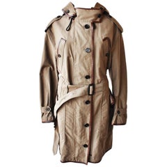 Burberry Prorsum Beige Leather-Trimmed Canvas Trenchcoat