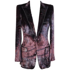 Gucci Tom Ford silk velvet purple flower jacket men's sz 48 it made italy 2000s 