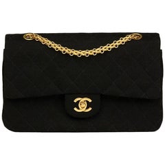 Chanel Quilted Jersey Fabric Medium Classic Double Flap Bag