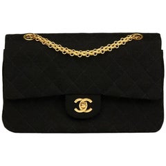 Chanel Quilted Jersey Fabric Medium Classic Double Flap Bag 