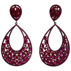 Fuchsia Zircon Statement Earrings - Pierced