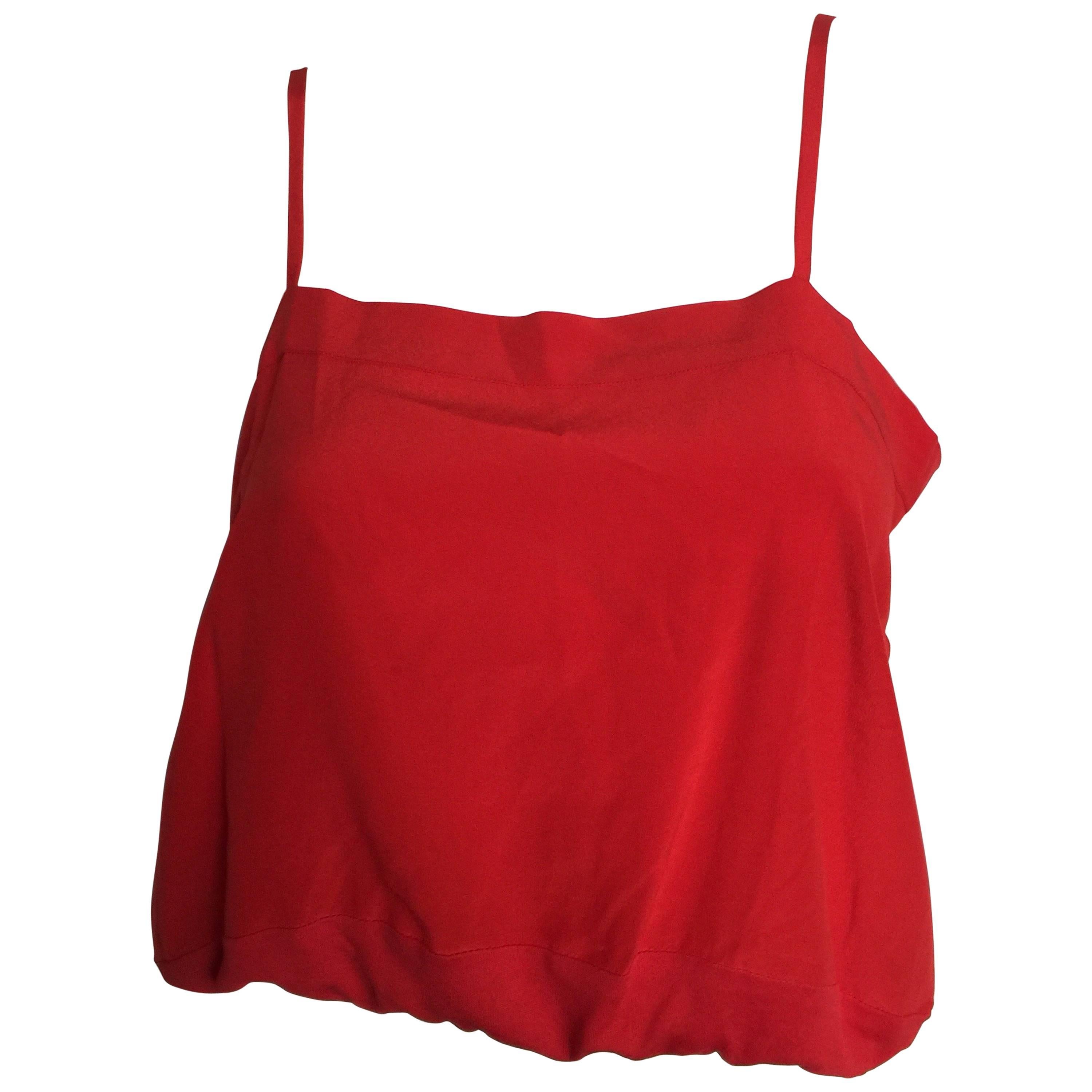 Chloe cherry red silk crop top For Sale