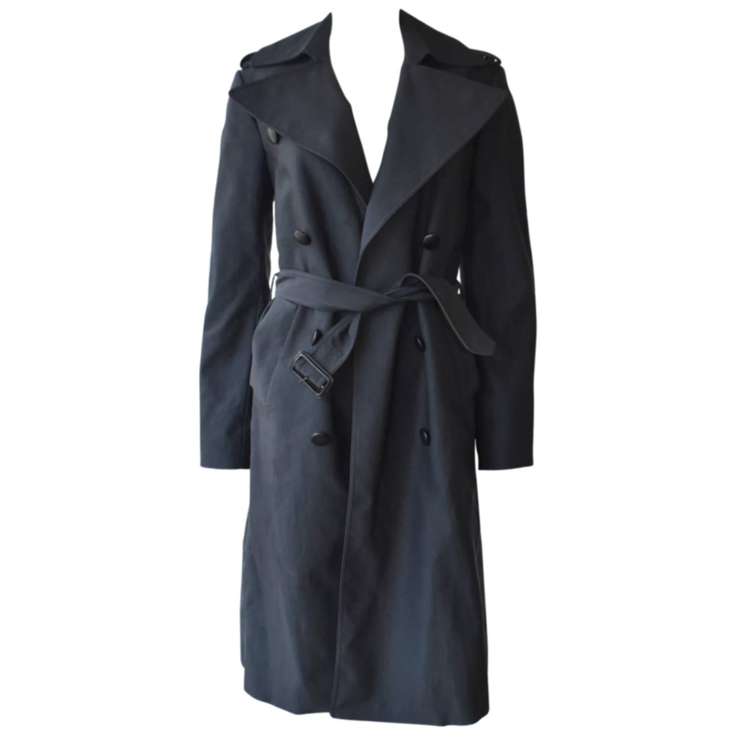 Céline Charcoal Grey Trench Coat For Sale