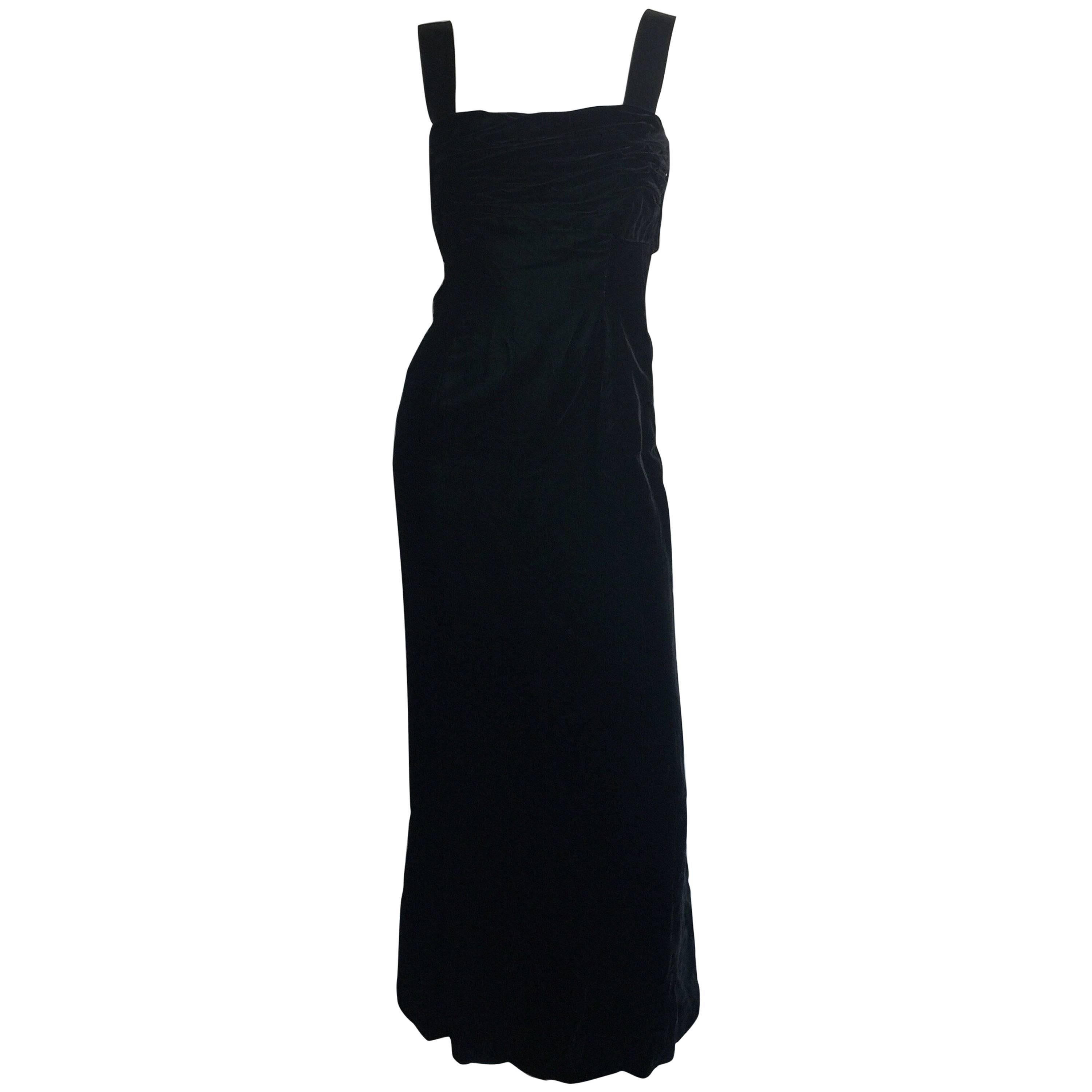 Oscar de la Renta dark green velvet dress For Sale