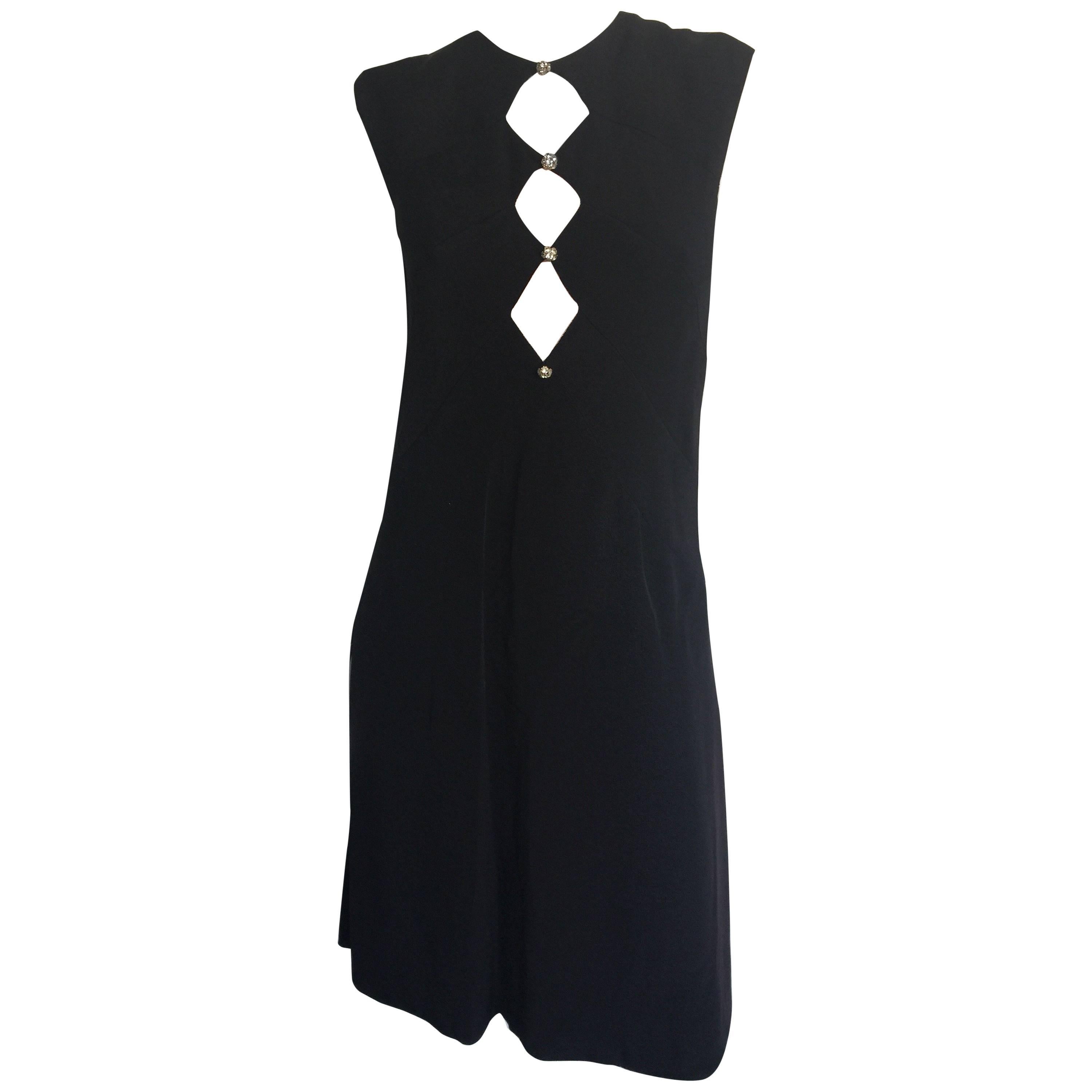 Estevez black silk crepe diamond cutout black dress   For Sale