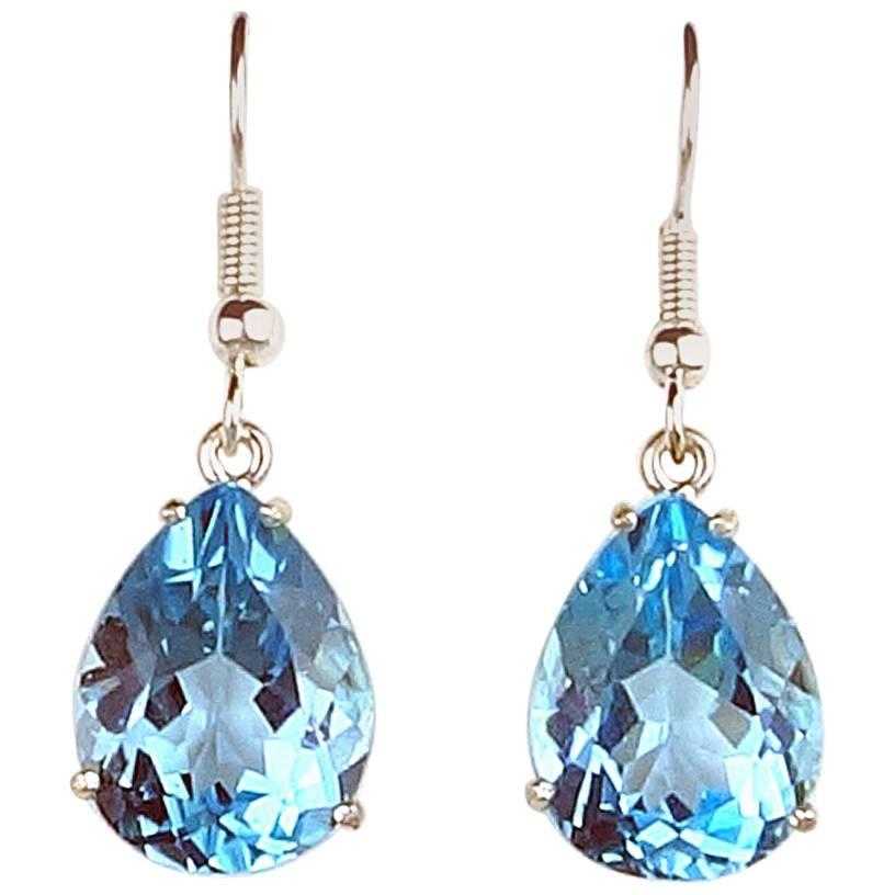 20 Carat Sky Blue Topaz Sterling Silver Earrings