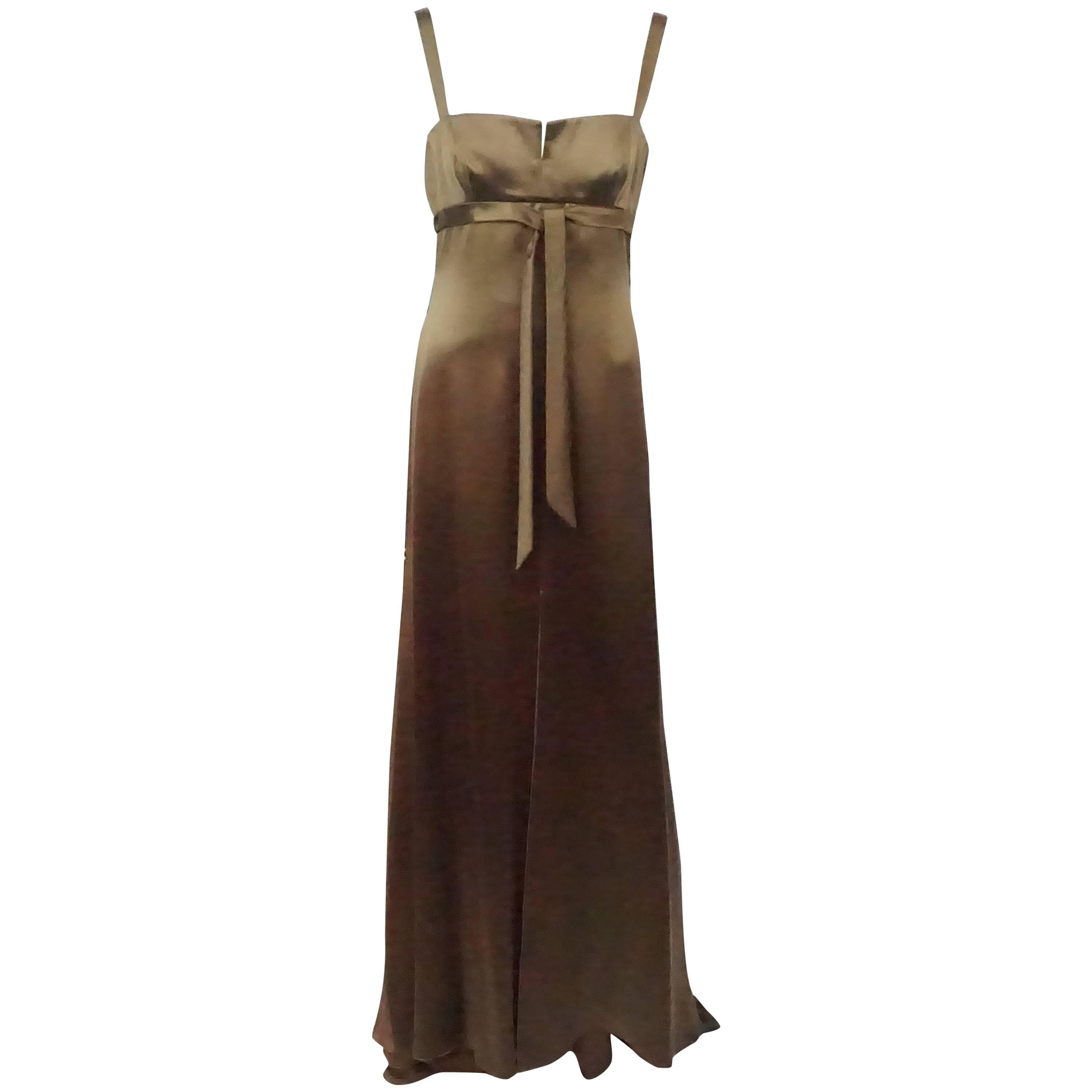Valentino Brown Silk Gown - 10 For Sale
