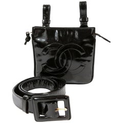 Chanel Vintage Black Patent Leather Belt Bag