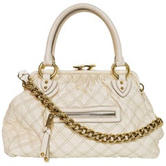 Marc Jacobs Cream Leather Quilted Stam Bag