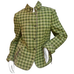 Akris Punto Green Plaid Wool Jacket 