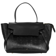 Celine Black Croc Embossed Leather Medium Belt Bag