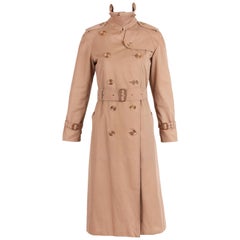 Vintage Burberry Trench Coat in Camel with Plaid Interior Lining