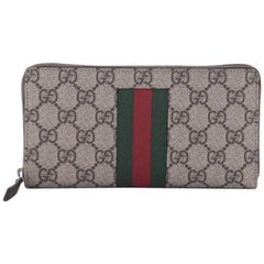 Gucci Web Zip Around Wallet GG Coated Canvas