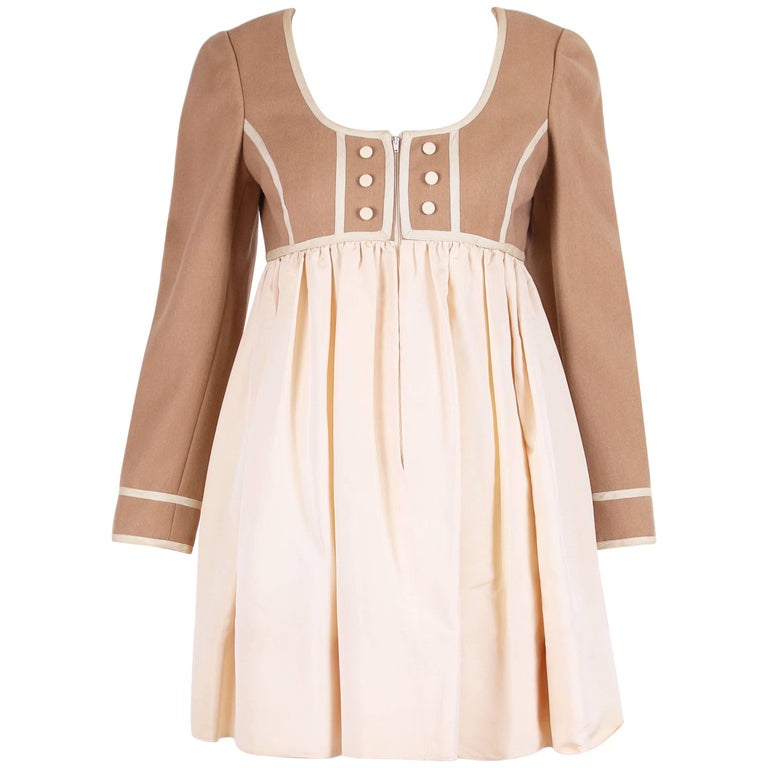 Geoffrey Beene Two Tone Wool and Silk Baby Doll Dress, 1960s For Sale ...