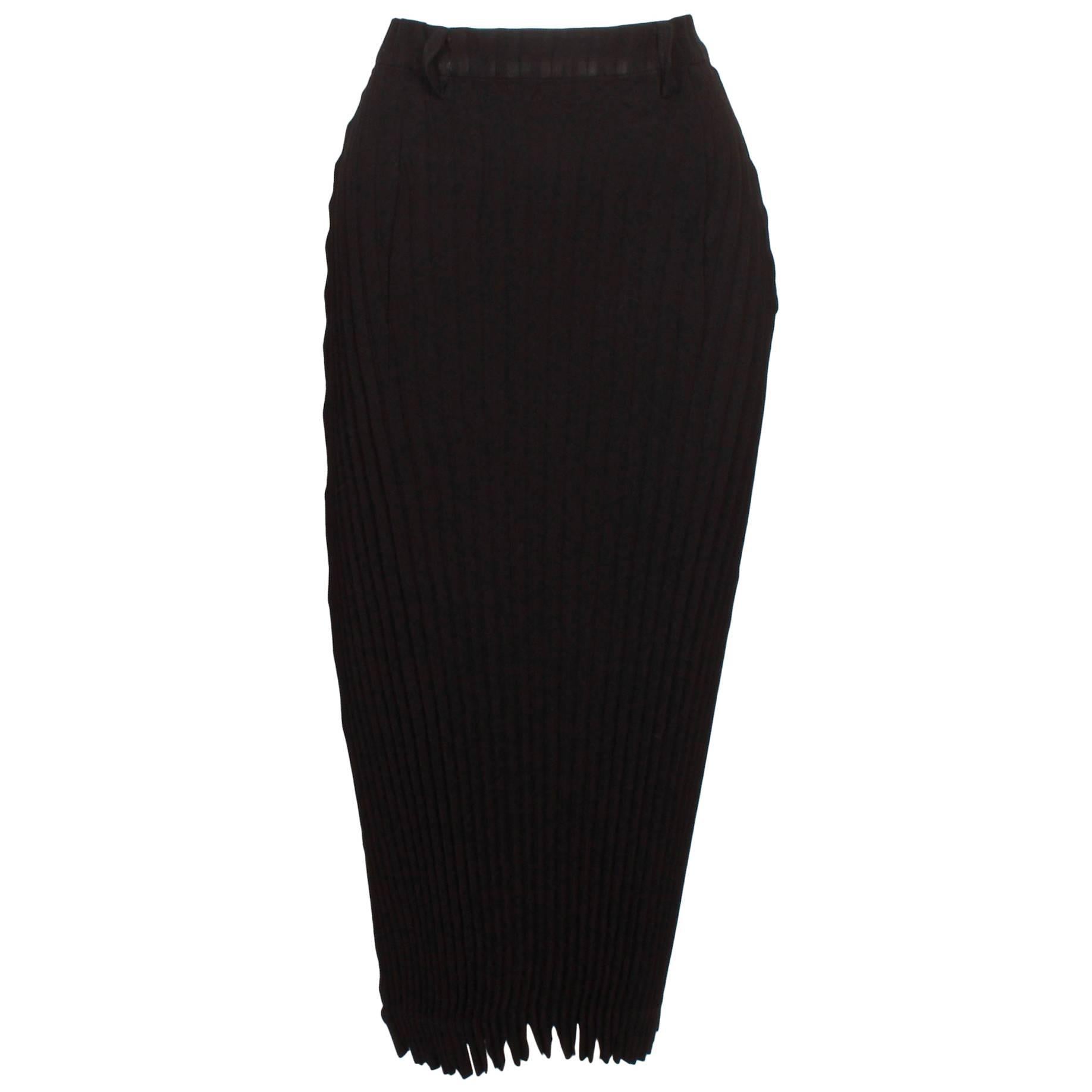 ISSEY MIYAKE polyester Pleated Long Tight skirt IM04FG604 black 3