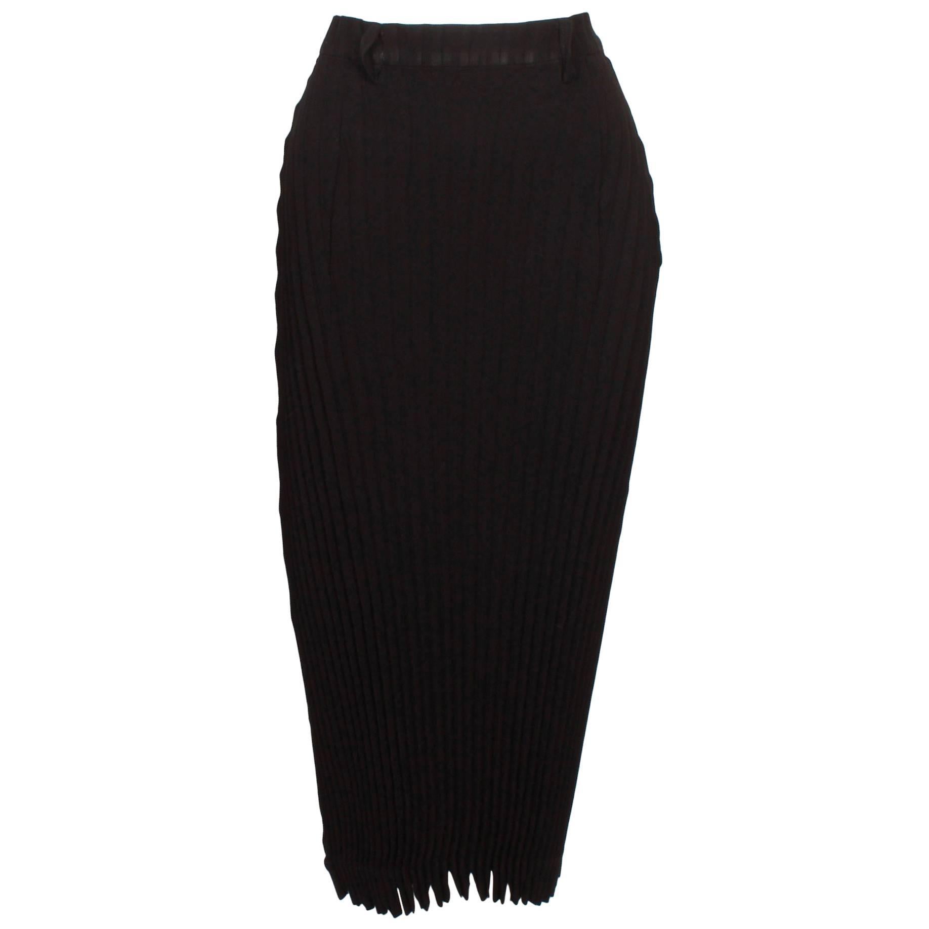 Issey Miyake 3/4 Length Black Pleated Skirt  For Sale