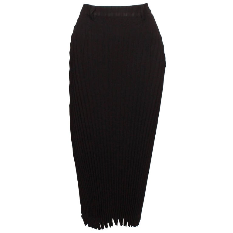 Issey Miyake 3/4 Length Black Pleated Skirt For Sale at 1stDibs