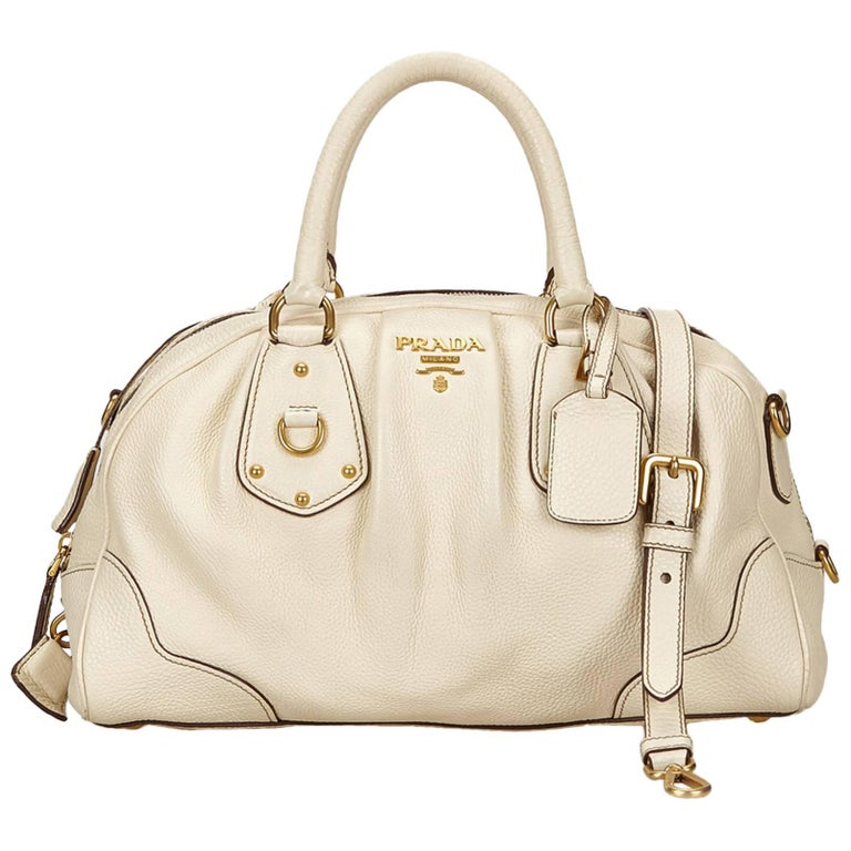 Prada White Leather Handbag For Sale at 1stdibs