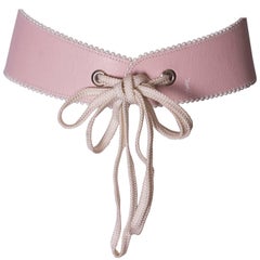 Vintage Yves Saint Laurent Rive Gauche Pink Leather Belt.
