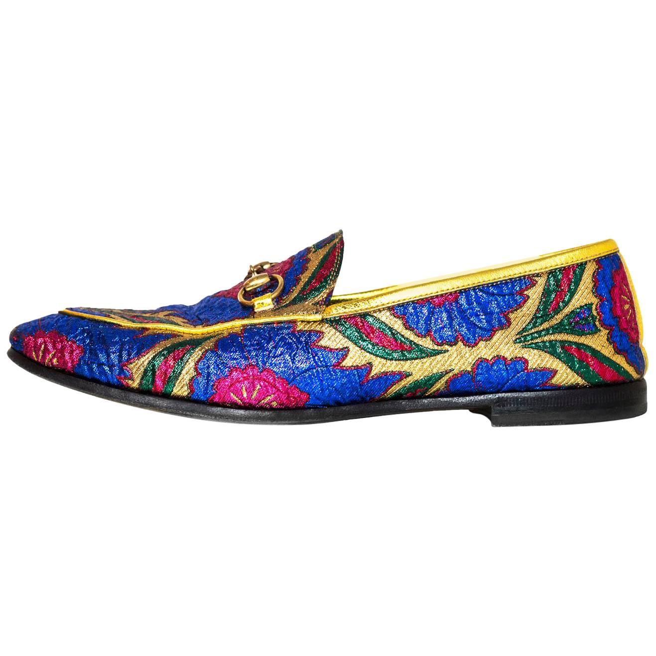 Gucci Brocade Multi-Colored Loafers Sz 38 with Box and DB