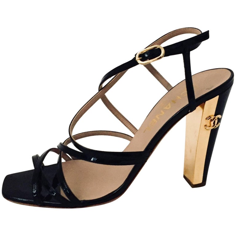 chanel-black-patent-strappy-high-heel-sandals-with-gold-tone-logo-on